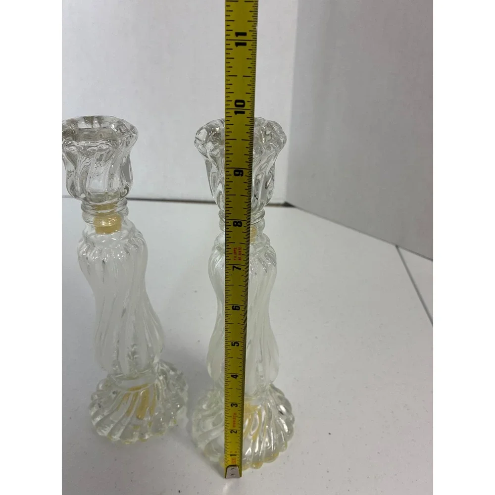 Vintage Avon Opalique Candlestick Sweet Honesty Cologne Glass Bottles Pair 9.5